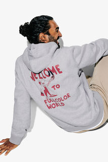 Sweat &agrave; capuche relax avec imprim&eacute; devant et dos