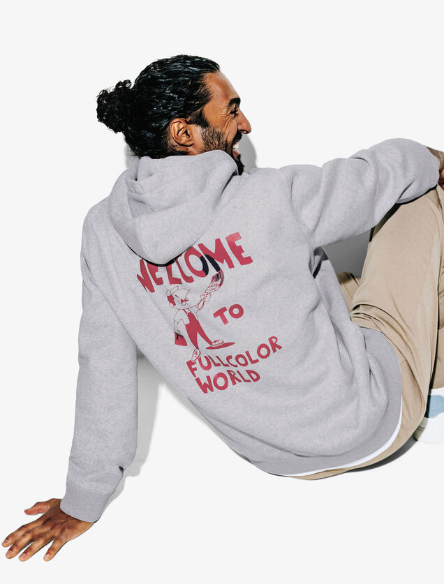 Sweat &agrave; capuche relax avec imprim&eacute; devant et dos