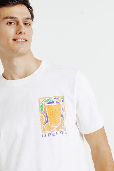 T-shirt met "dolce vita" print voor- en achteraan