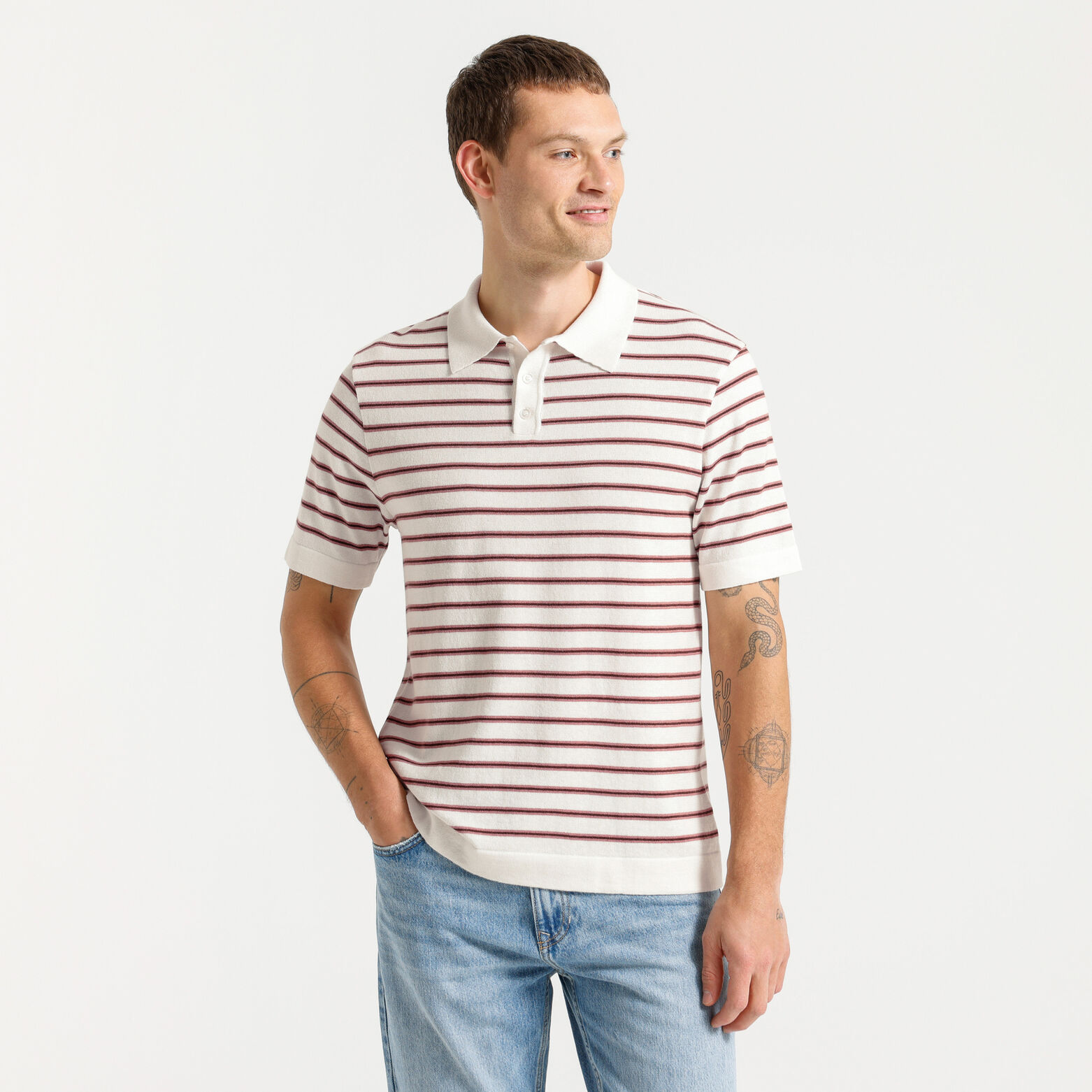 Polo en maille rayures