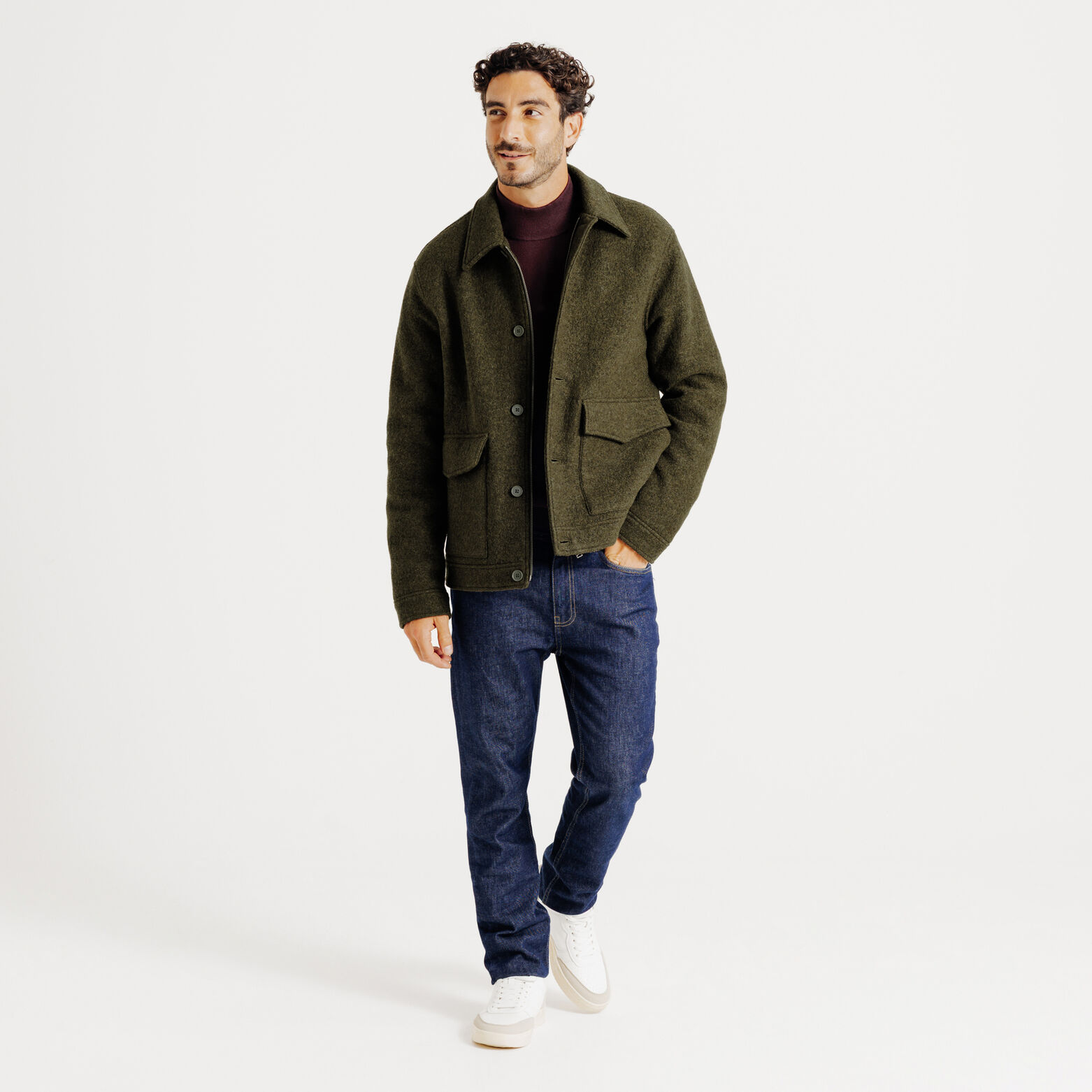 Jack met hemdskraag in wol