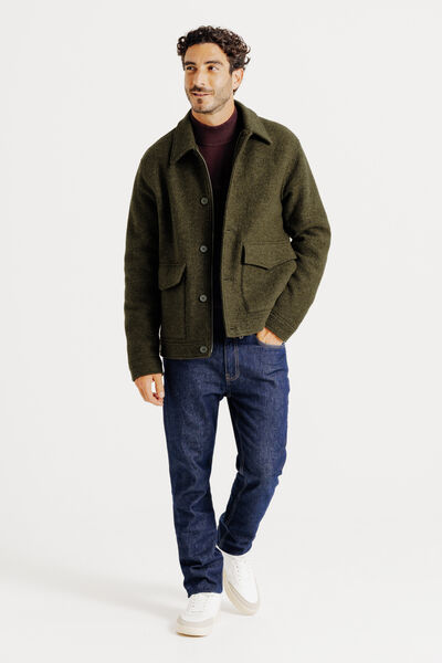Blouson en laine col chemise
