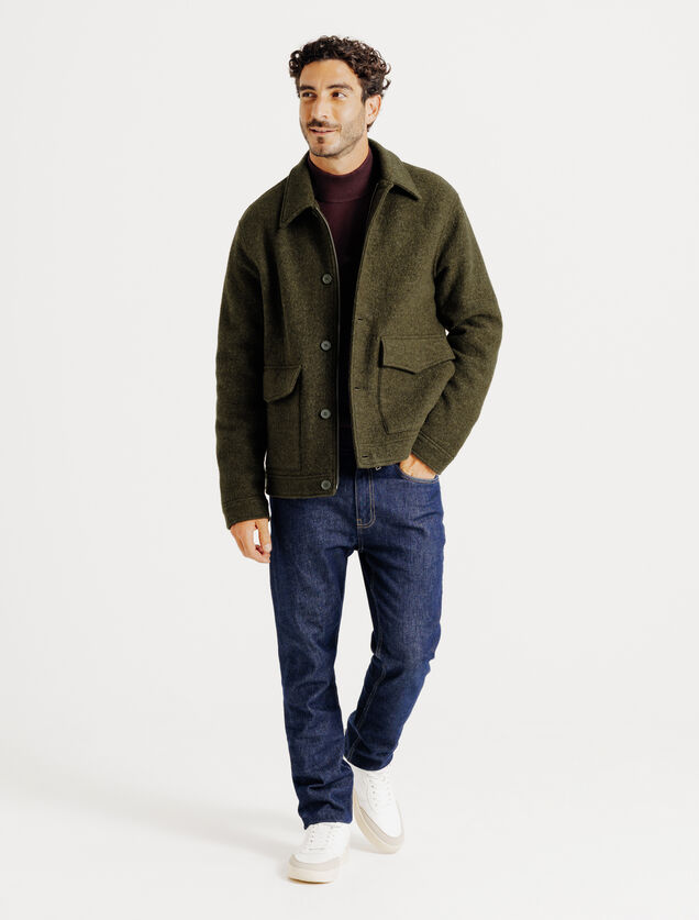 Blouson en laine col chemise