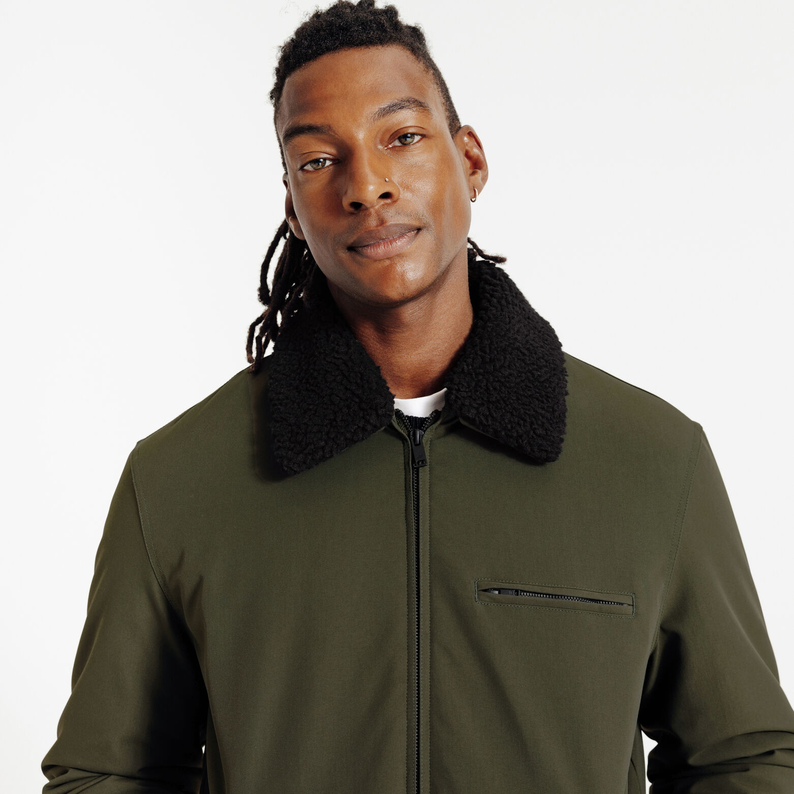 Blouson col chemise en sherpa amovible