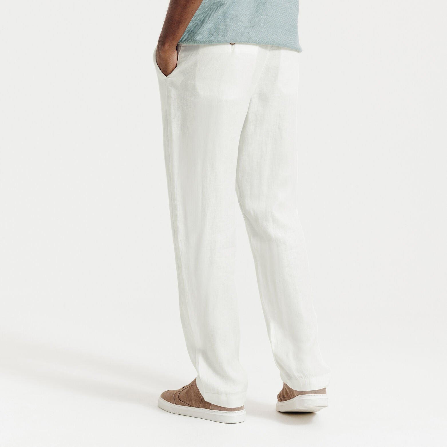 Pantalon chino loose 100% lin