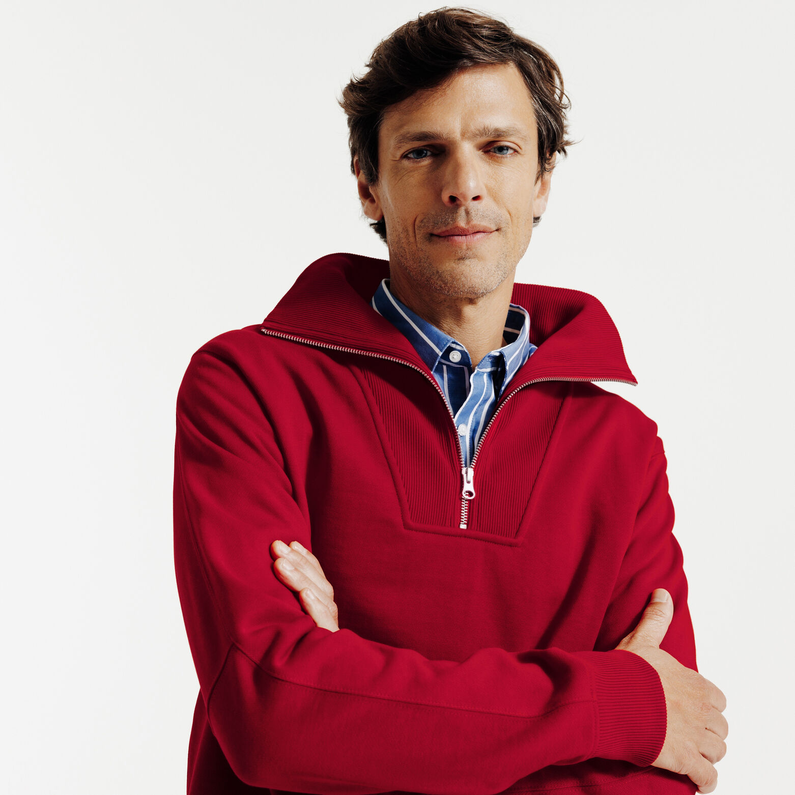 Sweat col camionneur zippé