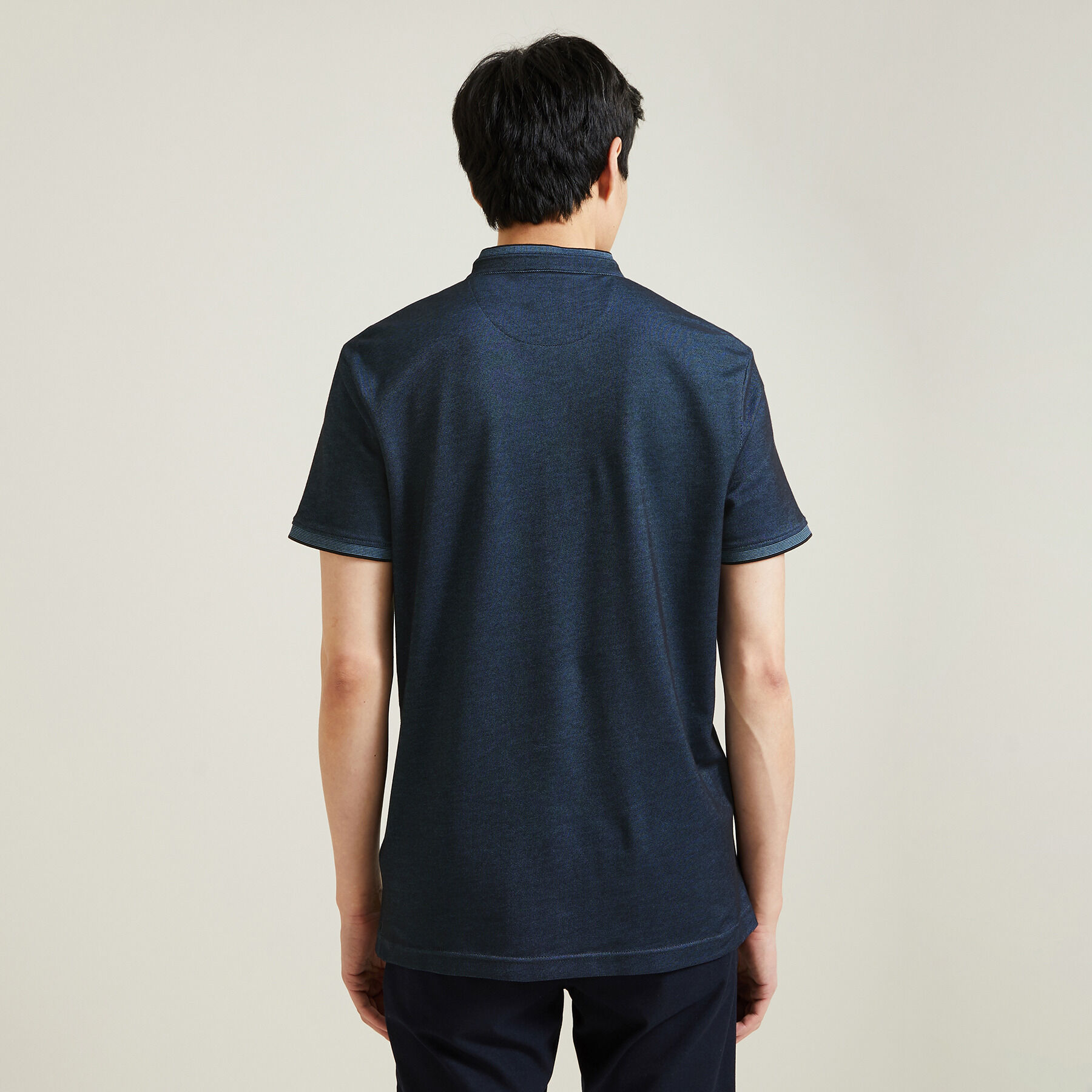 Polo manches courtes pique col mao