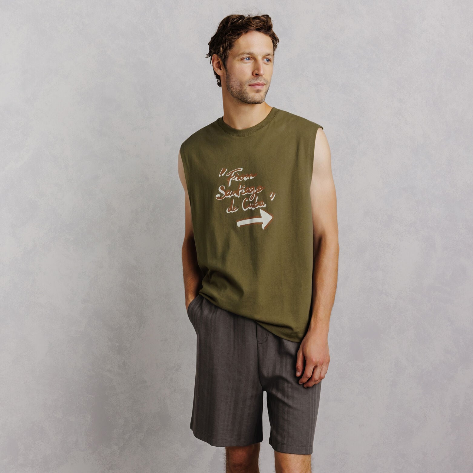 Tanktop met opdruk vooraan "From Santiago to Cuba"