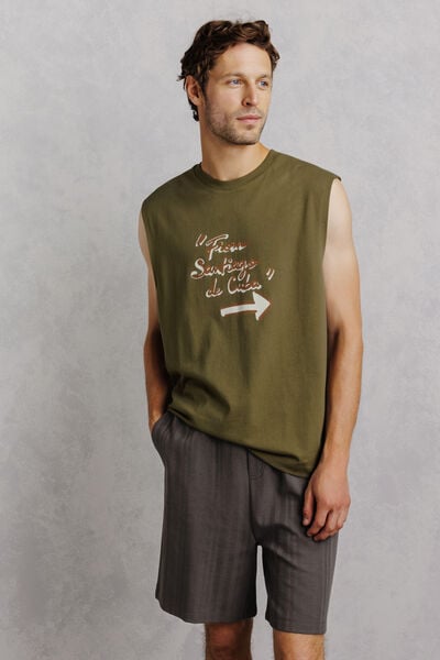 Tanktop met opdruk vooraan "From Santiago to Cuba"