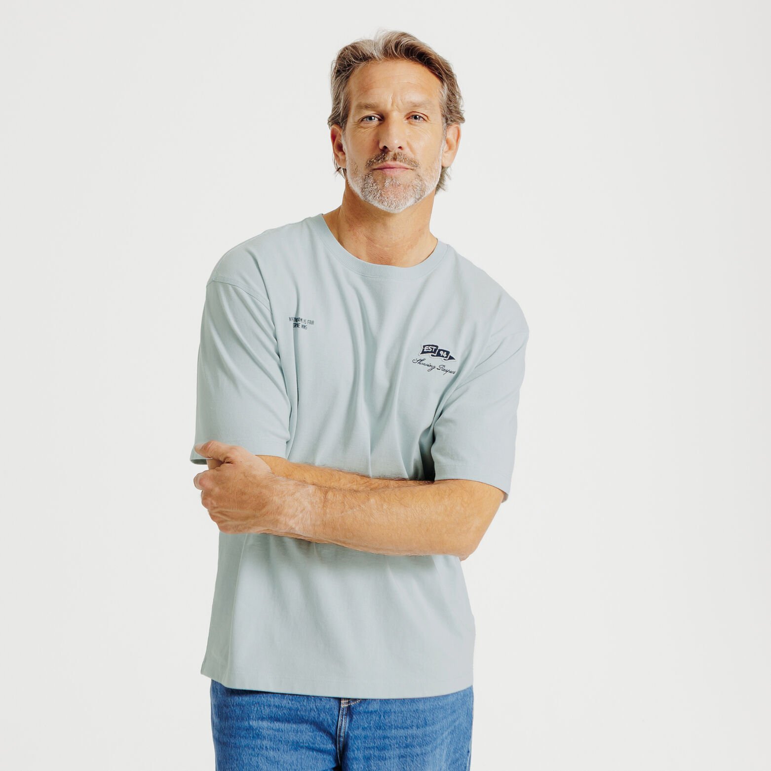 Tee shirt en coton brodé et imprimé devant