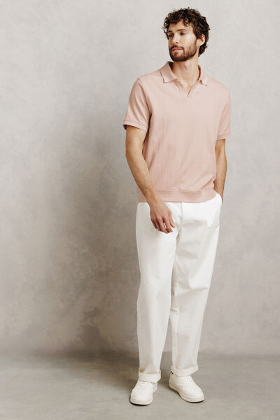 Polo manches courtes col resort mati&egrave;re textur&eacute;e