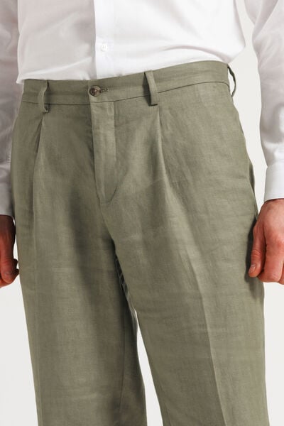 Pantalon de costume confort motif chevron 100% lin