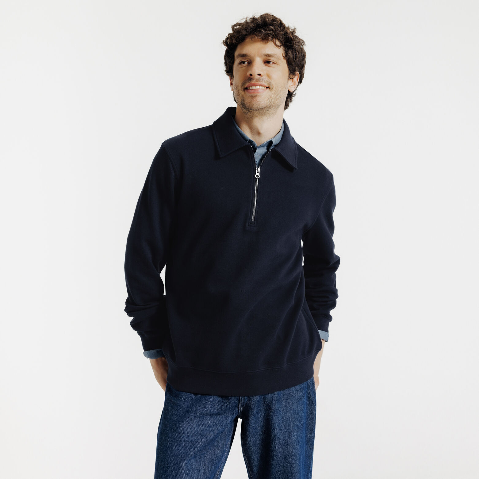 Sweater met polokraag en rits