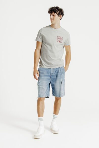 Tee shirt imprim&eacute; palmier col rond