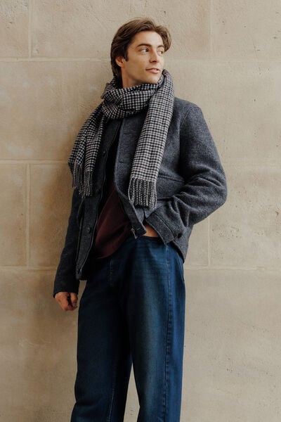 Blouson en laine col chemise