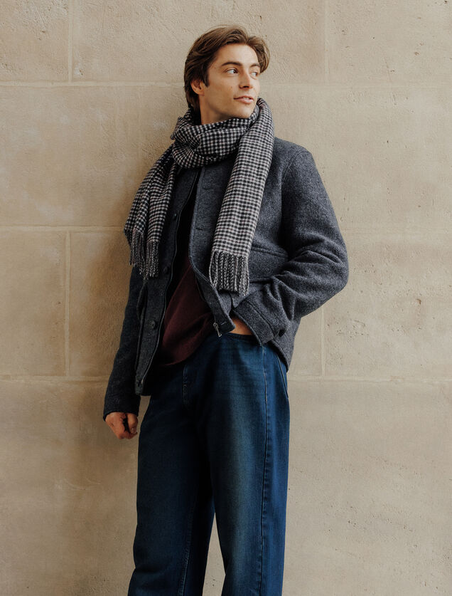 Blouson en laine col chemise