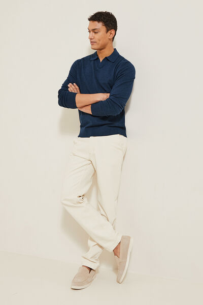 Polo en maille col resort manches longues