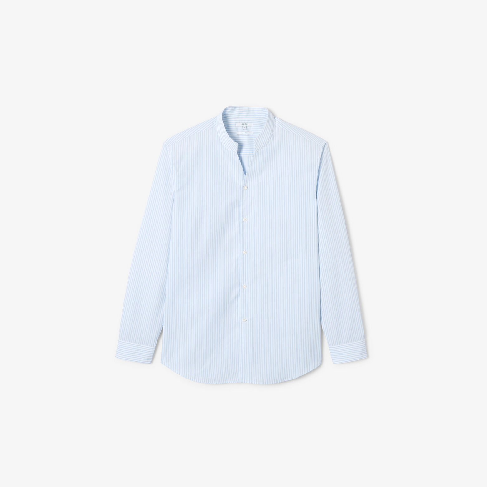 Chemise col mao ouvert en coton regular ray&eacute;e