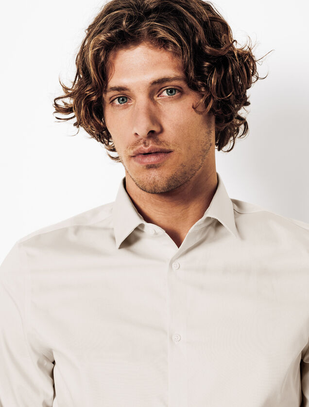 Chemise sans repassage en coton unie slim