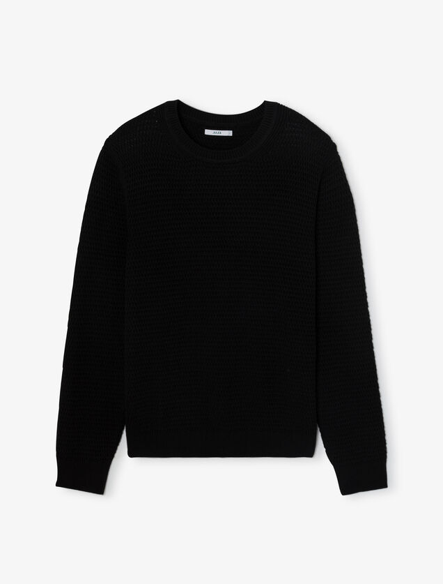 Pull col rond jeux de points reli&eacute;f&eacute;s