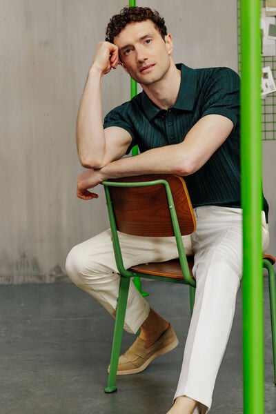 Polo en maille manches courtes jeux de points