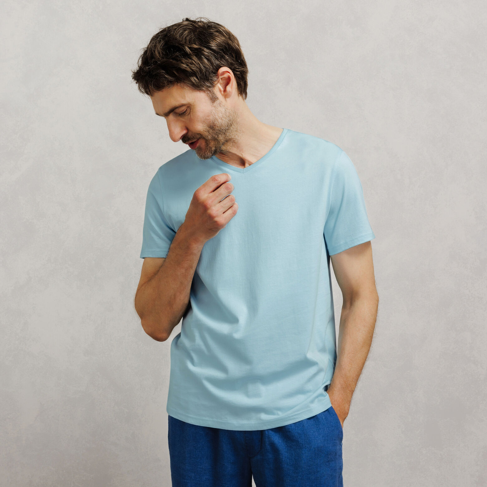 Tee shirt col V en coton