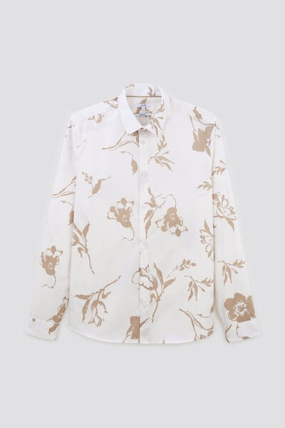 Regular hemd met bloemenprint in katoen