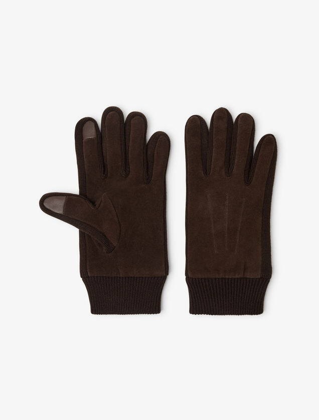 Gants en maille et su&egrave;de