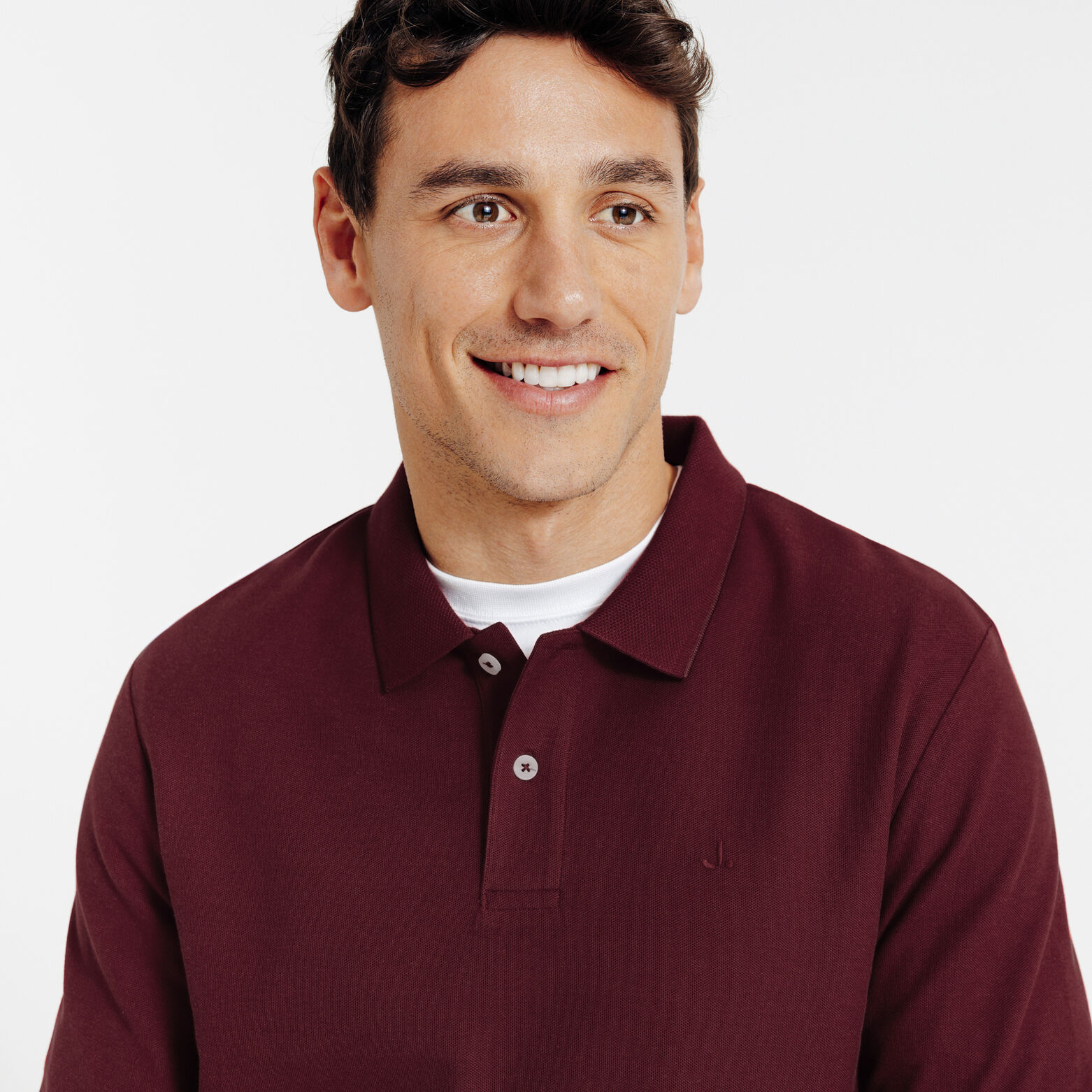 Effen polo in piqu&eacute;katoen, met lange mouwen