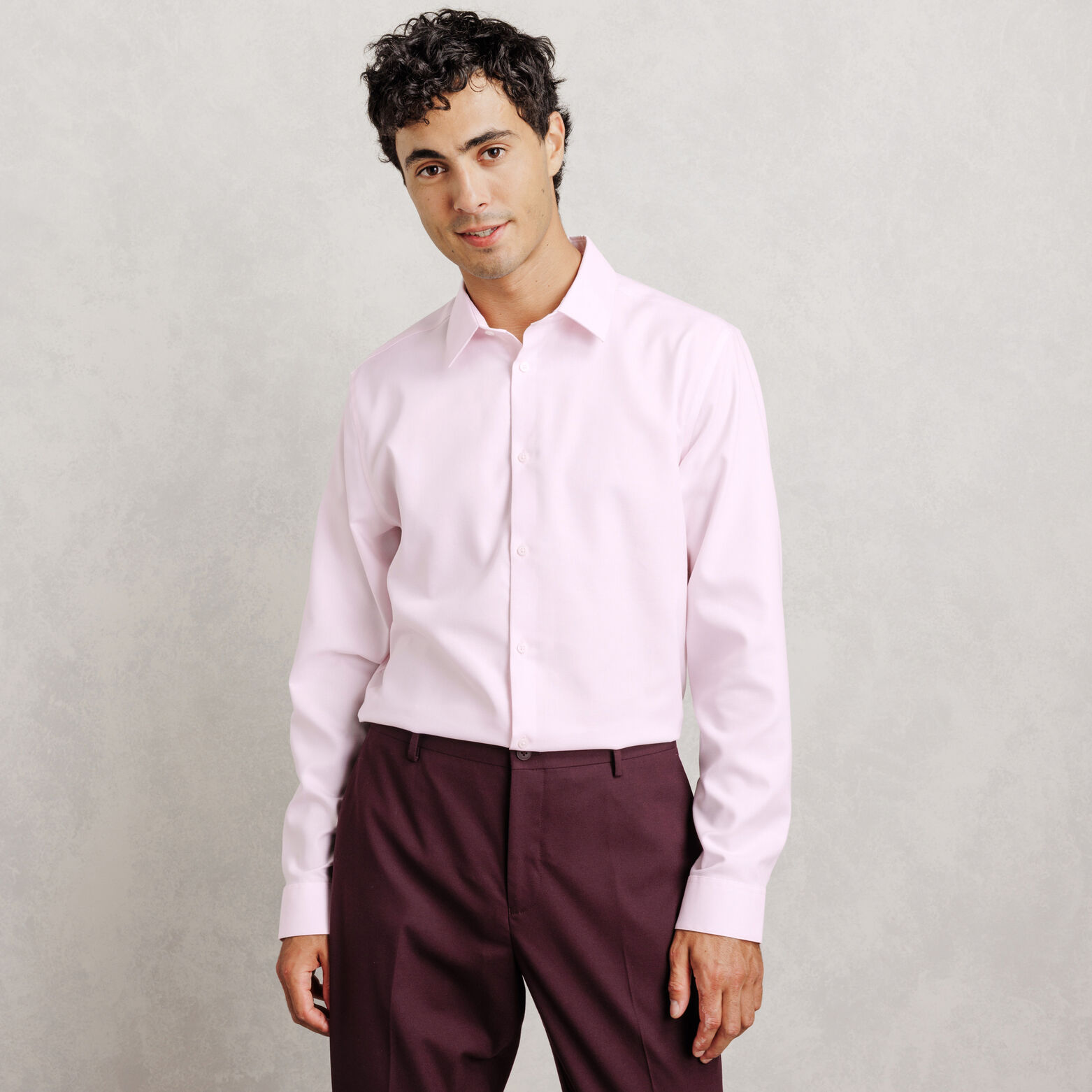 Chemise 100% coton slim sans repassage textur&eacute;e