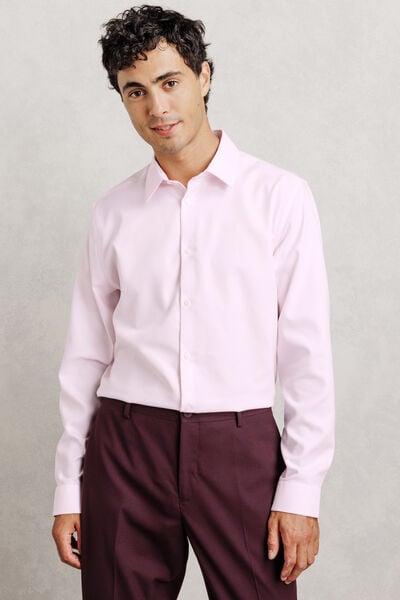 Chemise 100% coton slim sans repassage textur&eacute;e / 
