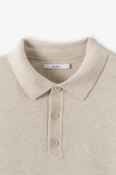 Polo en maille col boutonn&eacute; jeux de points