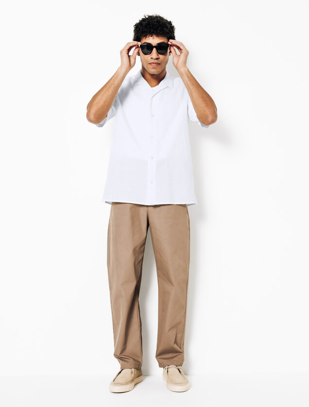 Chemisette en coton mati&egrave;re textur&eacute;e