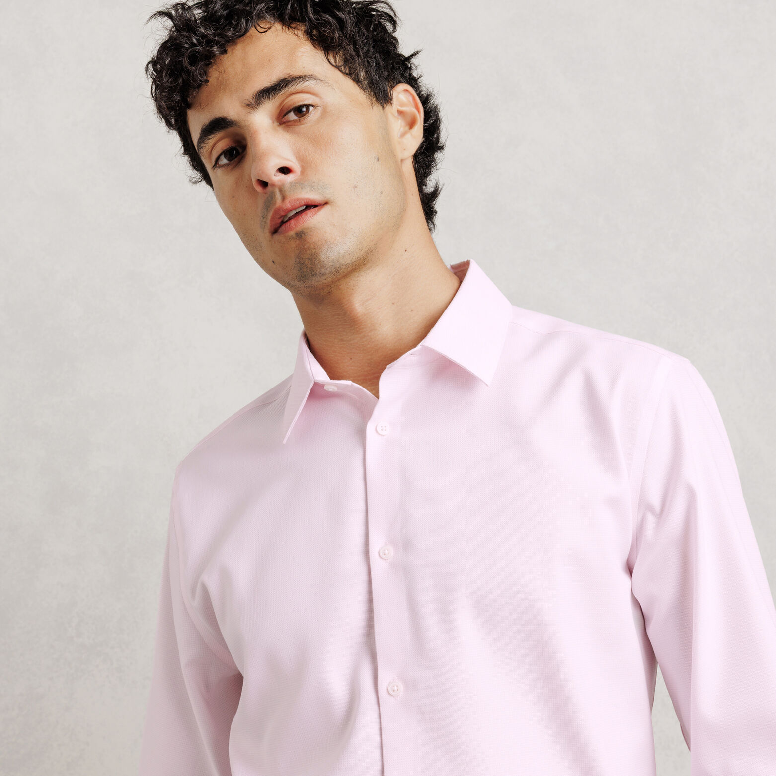 Chemise 100% coton slim sans repassage textur&eacute;e