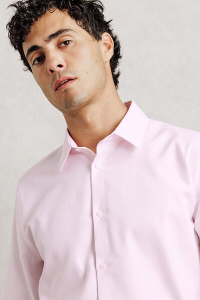 Chemise 100% coton slim sans repassage textur&eacute;e / 