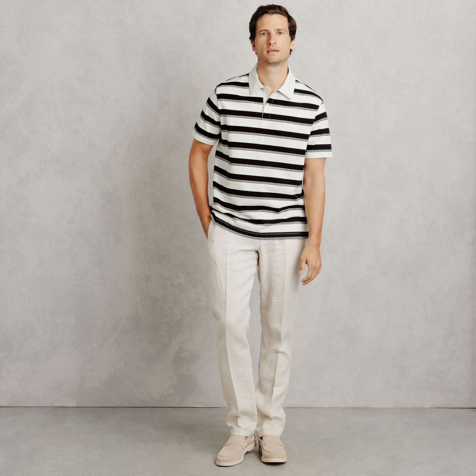 Gestreepte polo met hemdkraag
