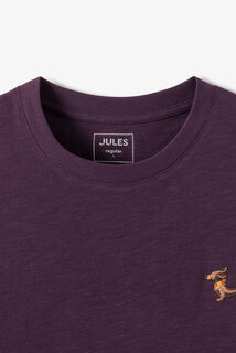 T-shirt in gevlamde stof met borduursel op de bors