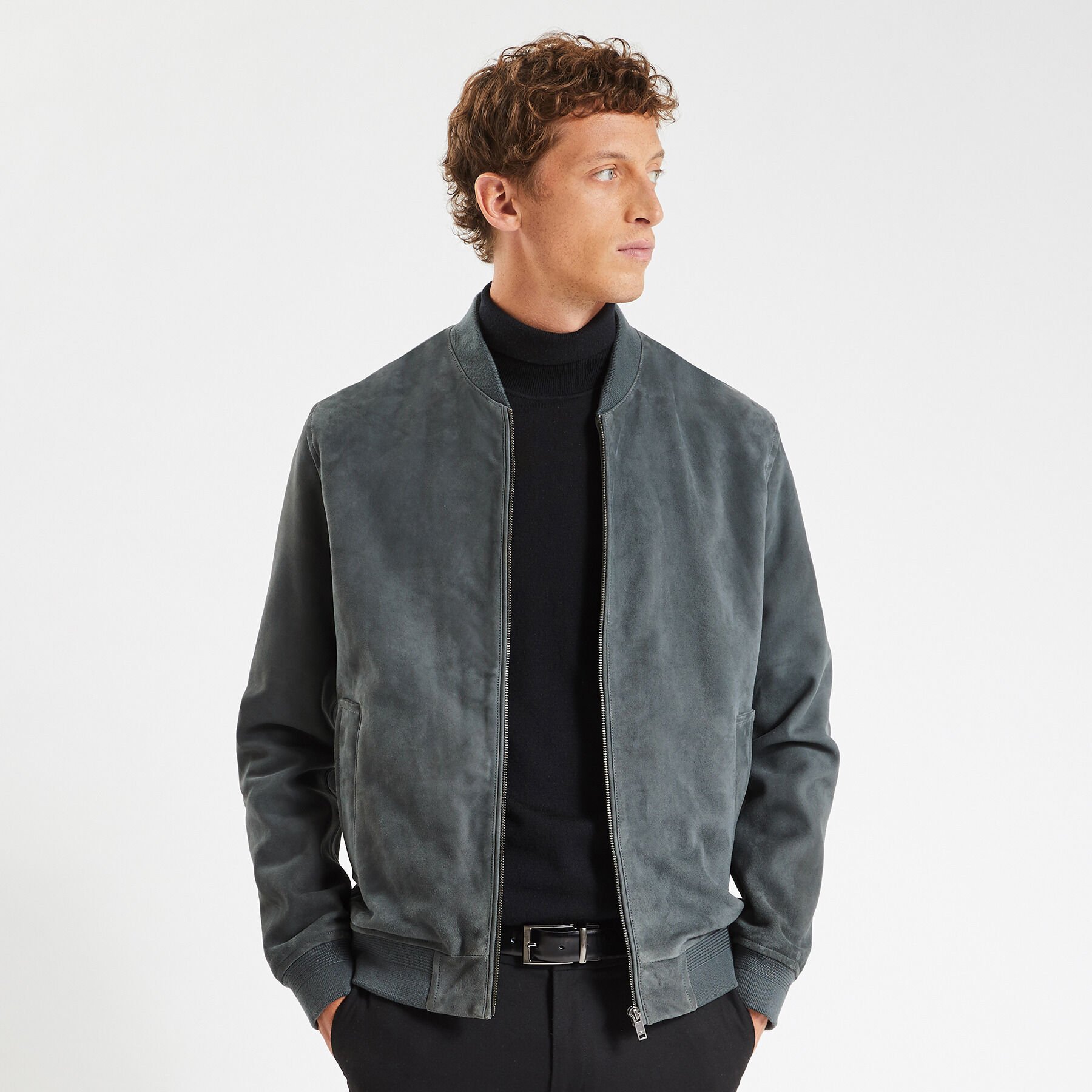 Blouson en cuir Gris fonc Jules