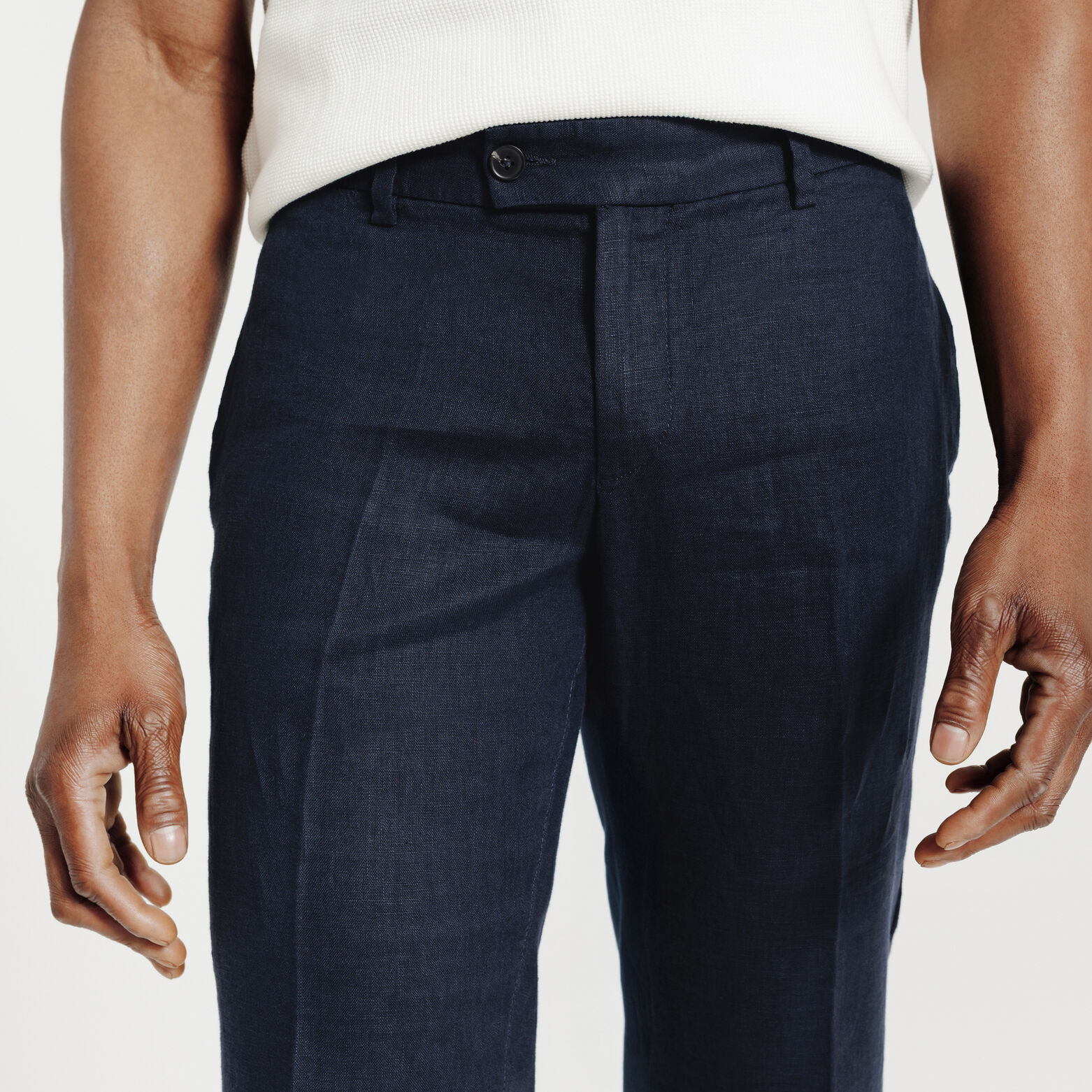 Pantalon chino straight 100% lin