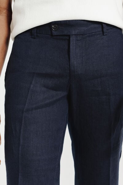 Pantalon chino straight 100% lin