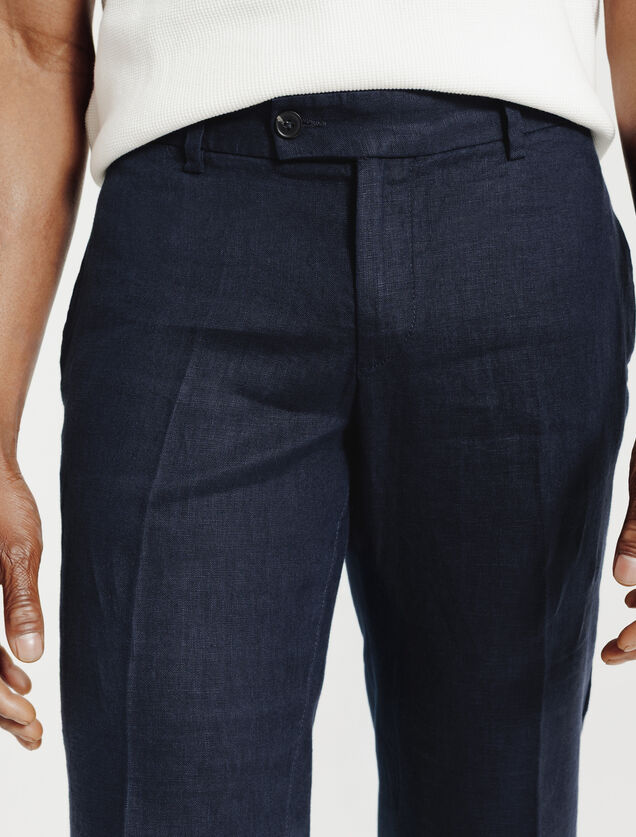 Straight fit chinobroek in 100% linnen