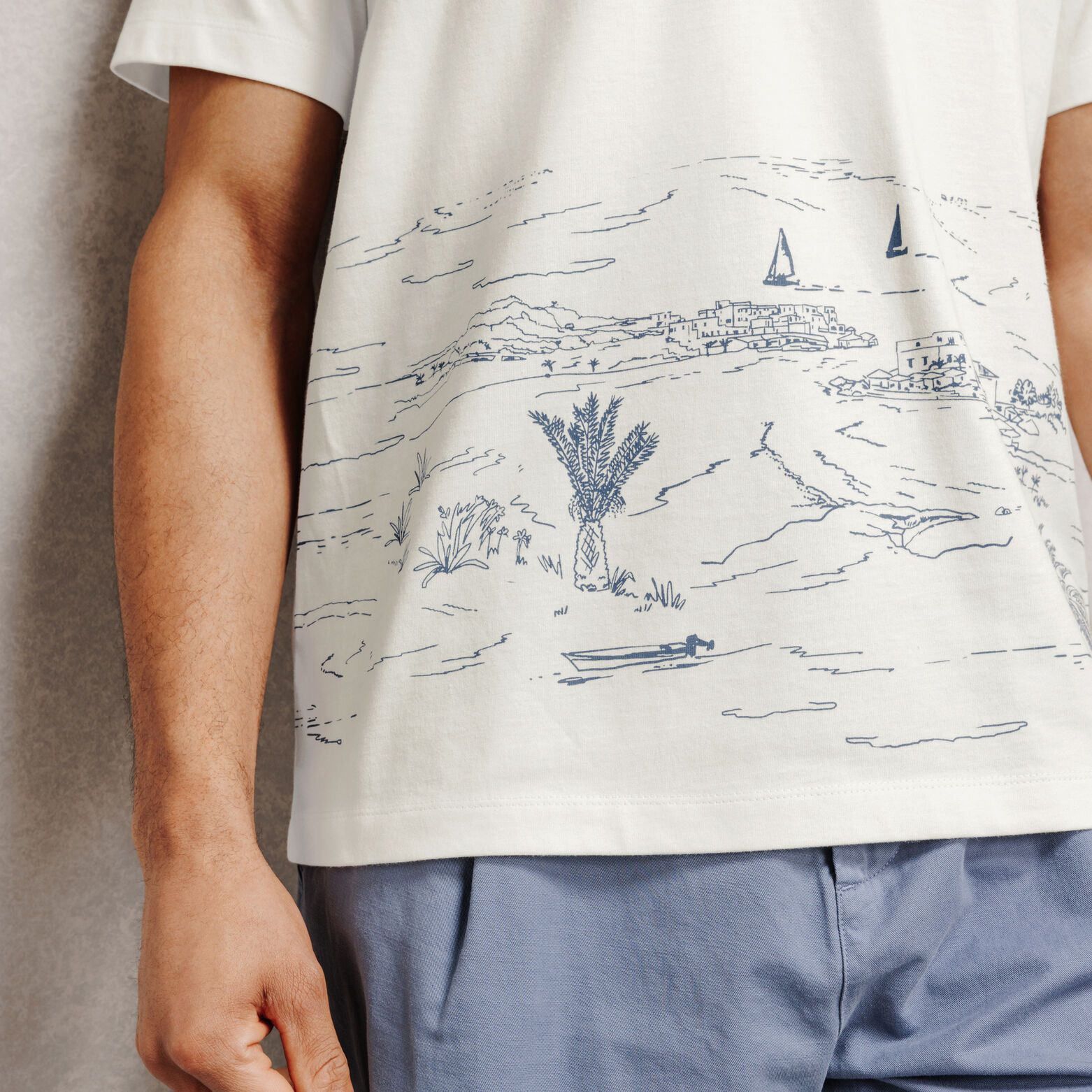 T-shirt met landschapsprint
