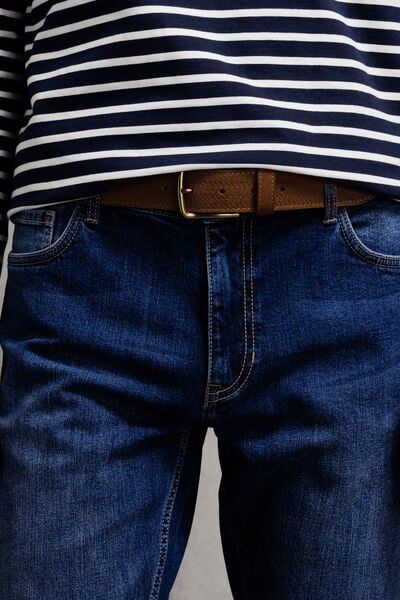 Ceinture cuir su&eacute;d&eacute; emboss&eacute;e