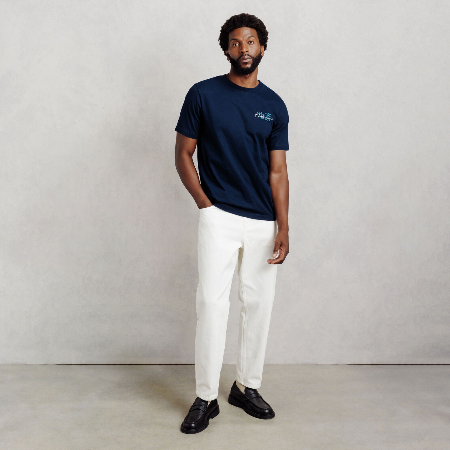 T-shirt met print voor en achter licentie Hokusai