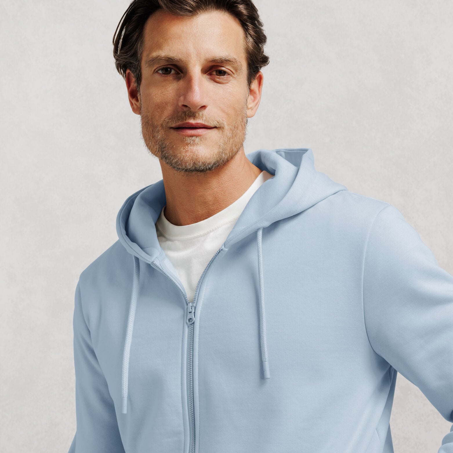 Sweat &agrave; capuche zipp&eacute; molleton uni