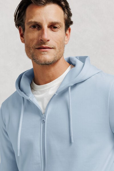 Sweat &agrave; capuche zipp&eacute; molleton uni