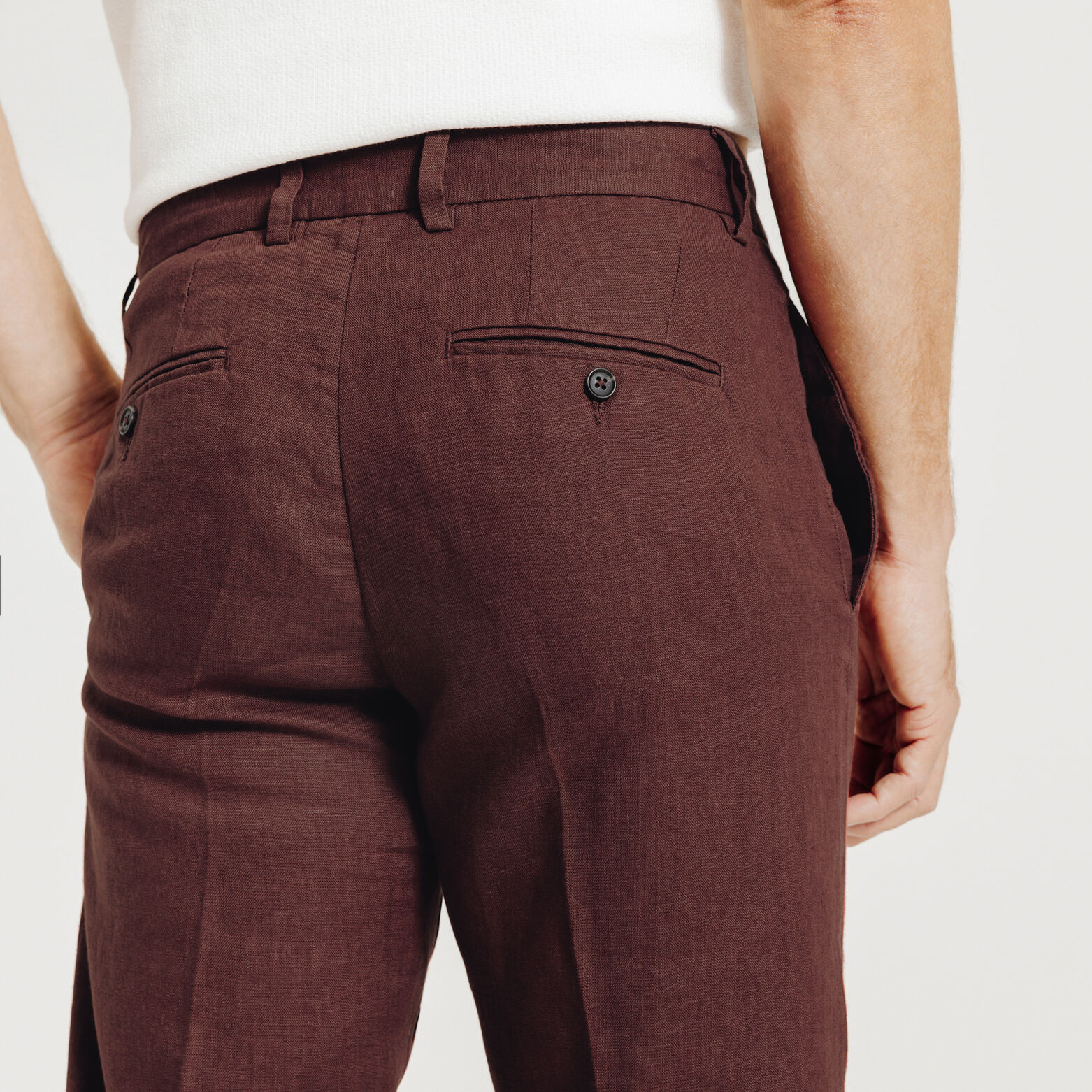 Straight fit chinobroek in 100% linnen