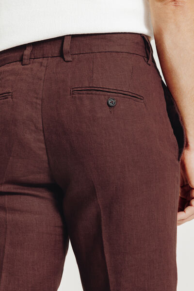 Straight fit chinobroek in 100% linnen