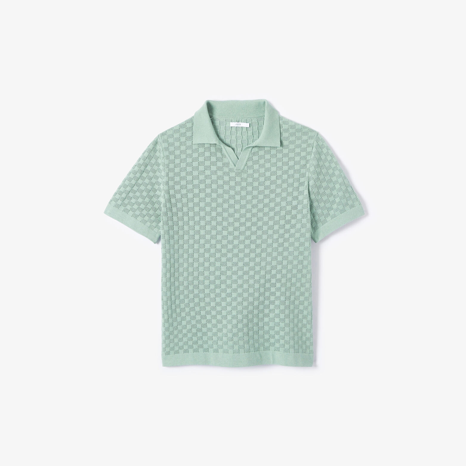 Polo en maille col resort damier