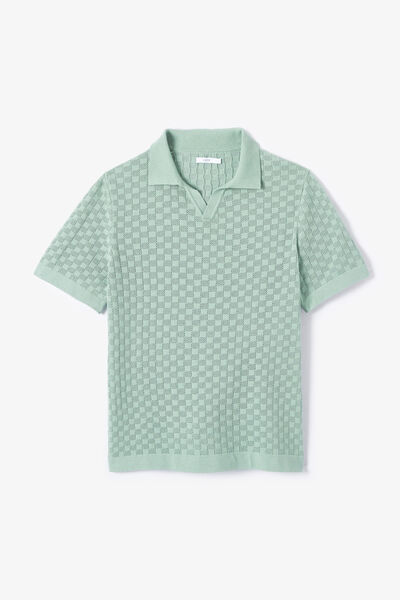 Polo en maille col resort damier